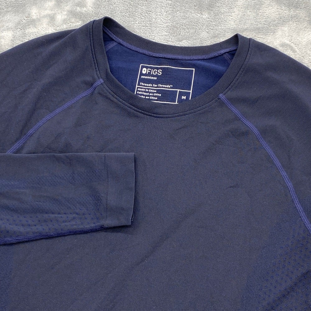 FIGS Women Medium Navy Blue Salta Seamless Long Sleeve Underscrub Top W22KW1010